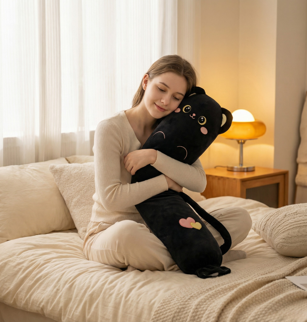 Cuddly Black Animal Plush Hot Water Bag – Soft Comfort for Kids and Adults